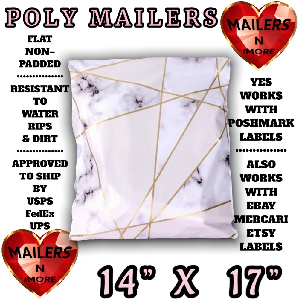 ( Quantity 25 14x17 ) Marble Geometric Sky Poly Mailers Bags Shipping Envelopes - Picture 2 of 2
